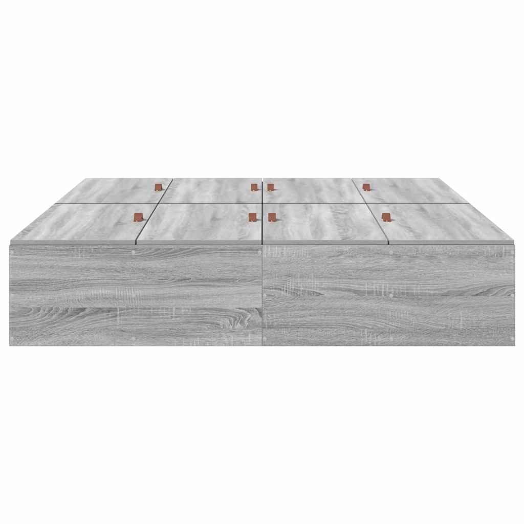 Storage Bed Frame Grey Sonoma 140 x 200 cm Engineered Wood