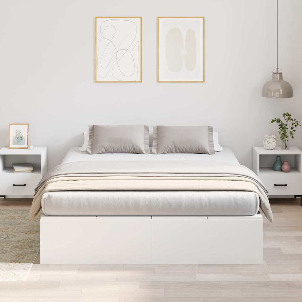 Storage Bed Frame White 150 x 200 cm Engineered Wood
