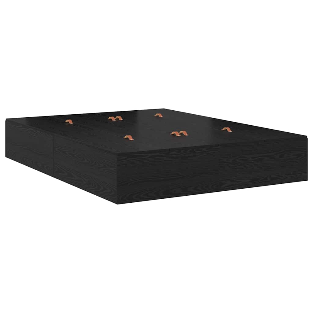 Storage Bed Frame Black Oak 150 x 200 cm Engineered Wood