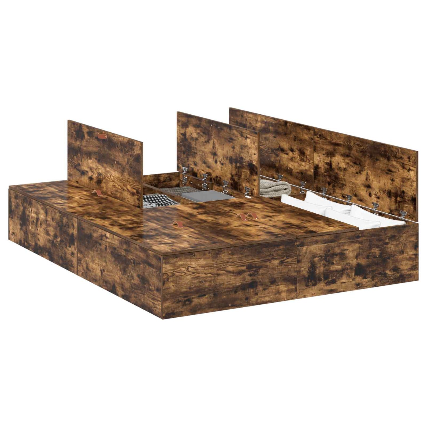 Storage Bed Frame Smoked Oak 150 x 200 cm Engineered Wood