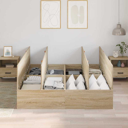 Storage Bed Frame Sonoma Oak 160 x 200 cm Engineered Wood