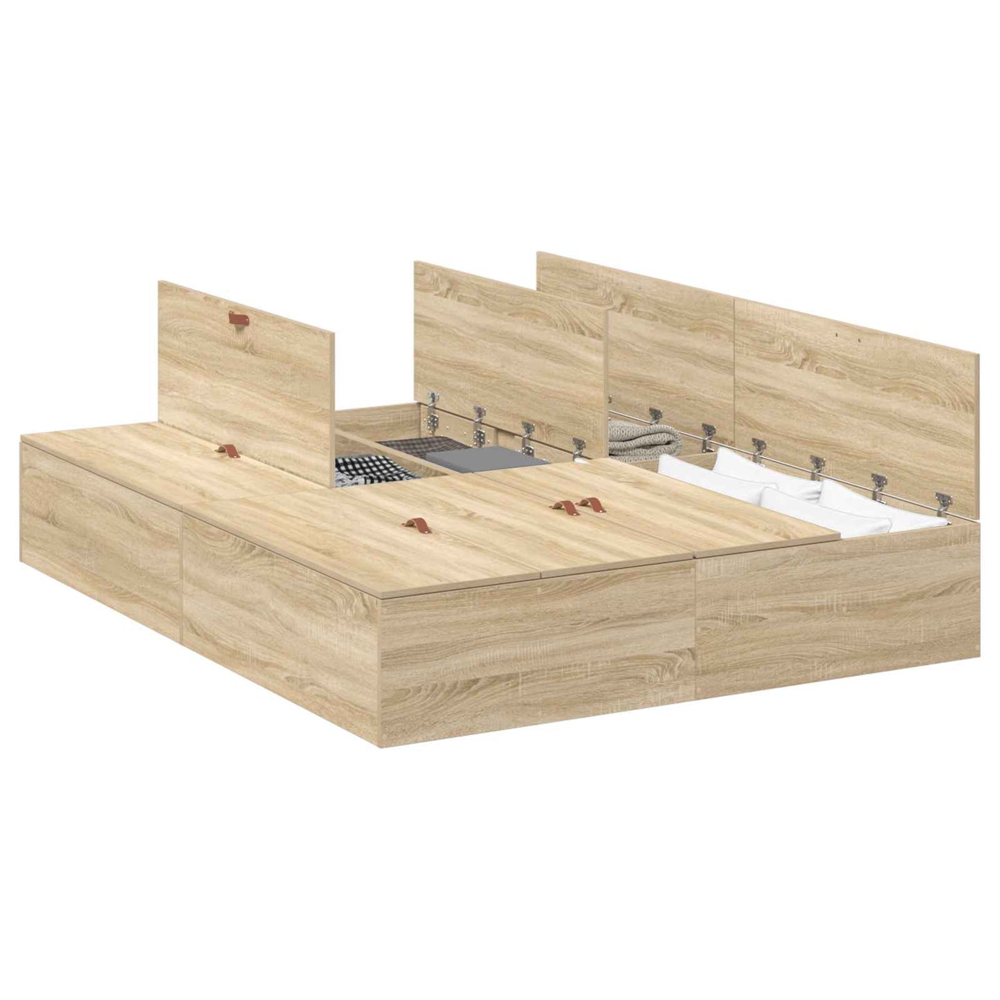 Storage Bed Frame Sonoma Oak 160 x 200 cm Engineered Wood
