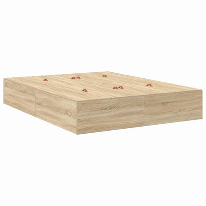 Storage Bed Frame Sonoma Oak 160 x 200 cm Engineered Wood