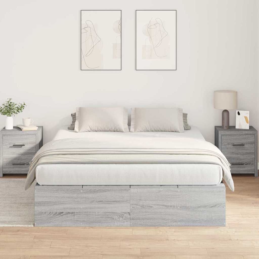 Storage Bed Frame Grey Sonoma 160 x 200 cm Engineered Wood