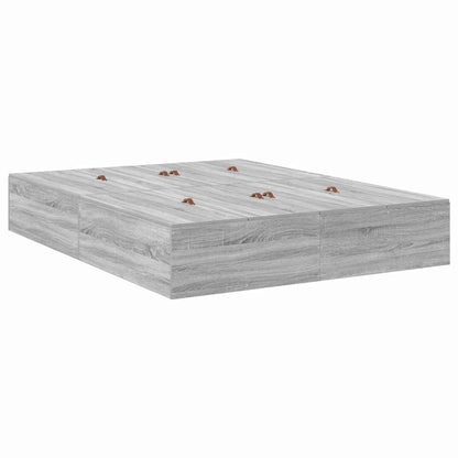 Storage Bed Frame Grey Sonoma 160 x 200 cm Engineered Wood