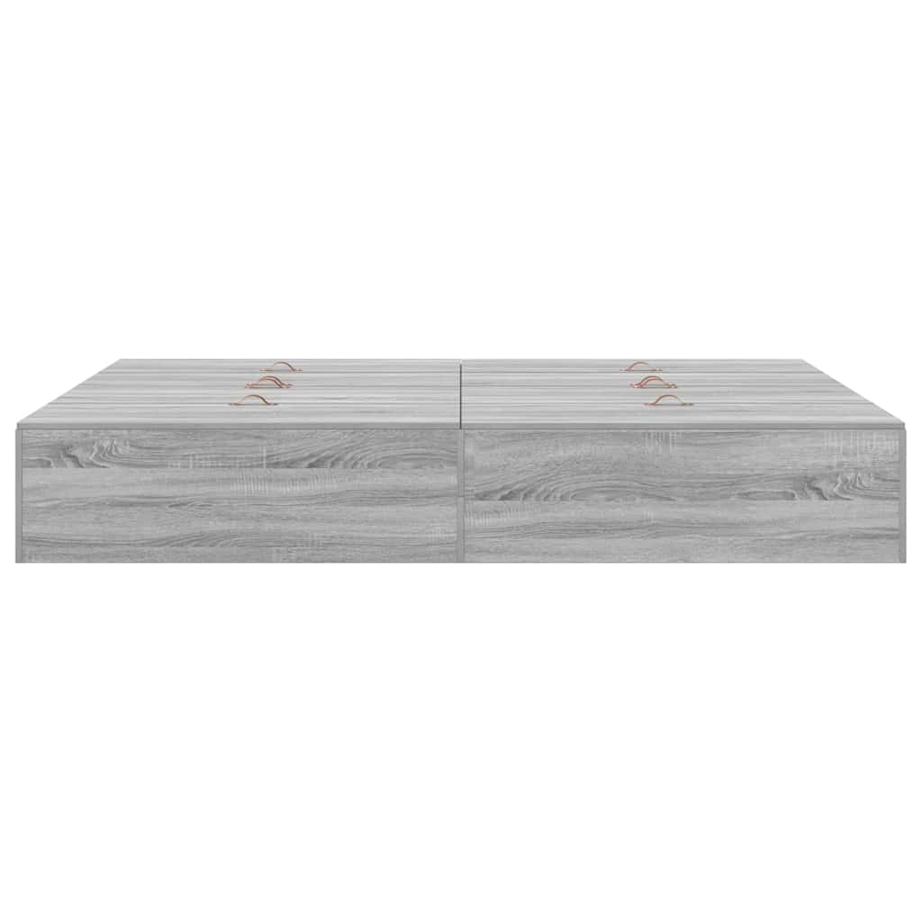 Storage Bed Frame Grey Sonoma 160 x 200 cm Engineered Wood