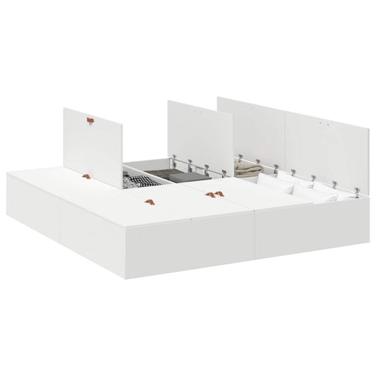 Storage Bed Frame with Door White 180 x 200 cm Engineered Wood
