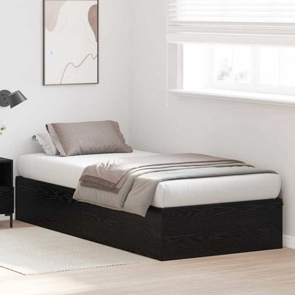 Storage Bed Frame Black Oak 90 x 190 cm Engineered Wood