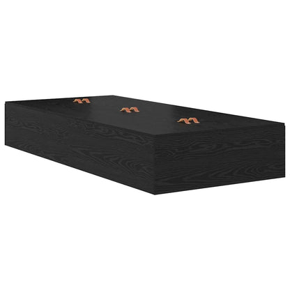 Storage Bed Frame Black Oak 90 x 190 cm Engineered Wood