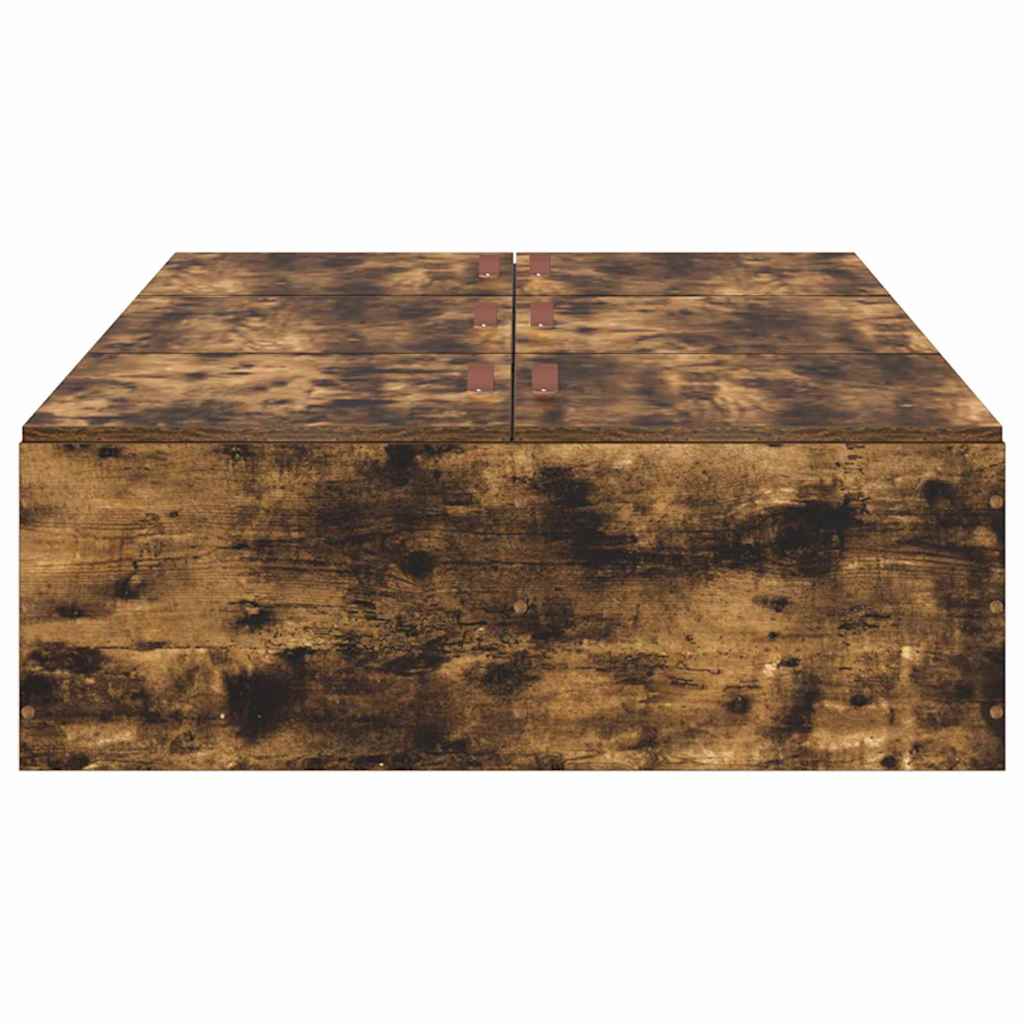 Storage Bed Frame Smoked Oak 90 x 190 cm Engineered Wood
