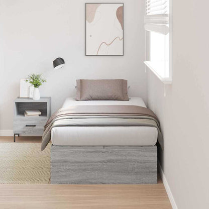 Storage Bed Frame Grey Sonoma 90 x 190 cm Engineered Wood