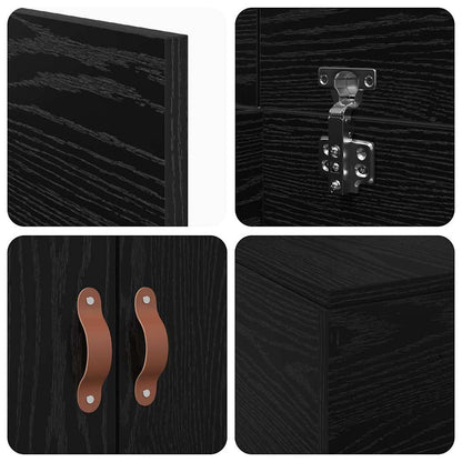 Storage Bed Frame Black Oak 70 x 190 cm Engineered Wood