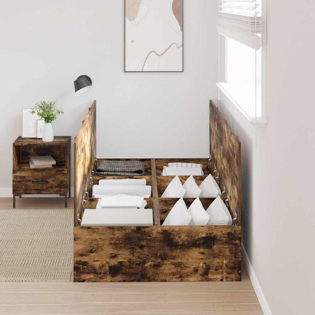 Storage Bed Frame Smoked Oak 70 x 190 cm Engineered Wood