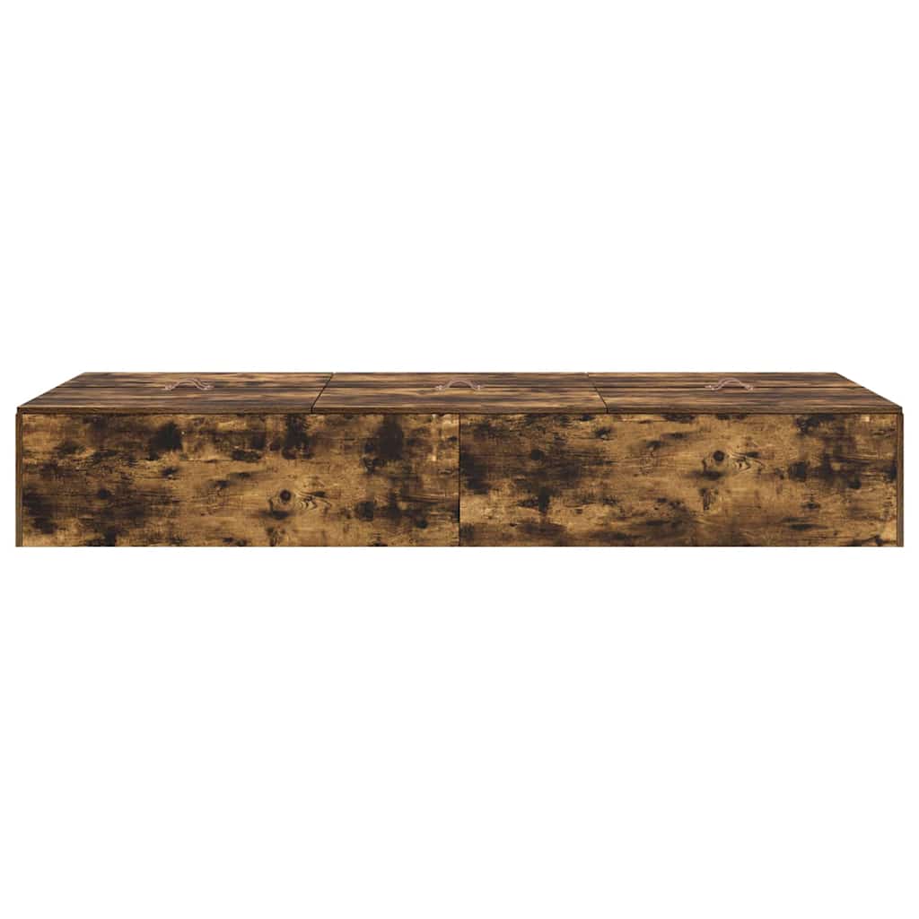 Storage Bed Frame Smoked Oak 70 x 190 cm Engineered Wood