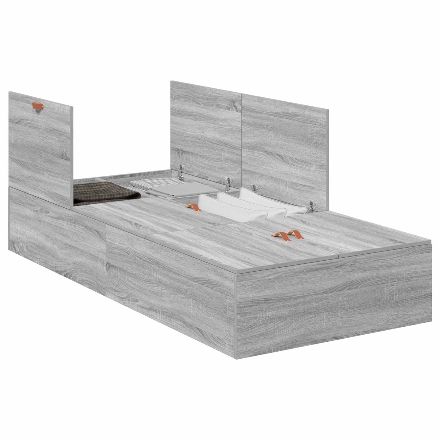 Storage Bed Frame Grey Sonoma 70 x 190 cm Engineered Wood