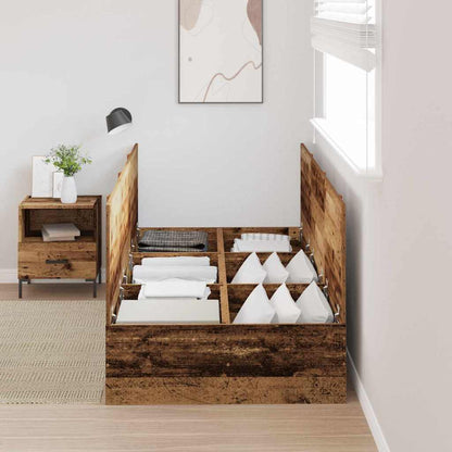 Storage Bed Frame Old Wood 70 x 190 cm Engineered Wood