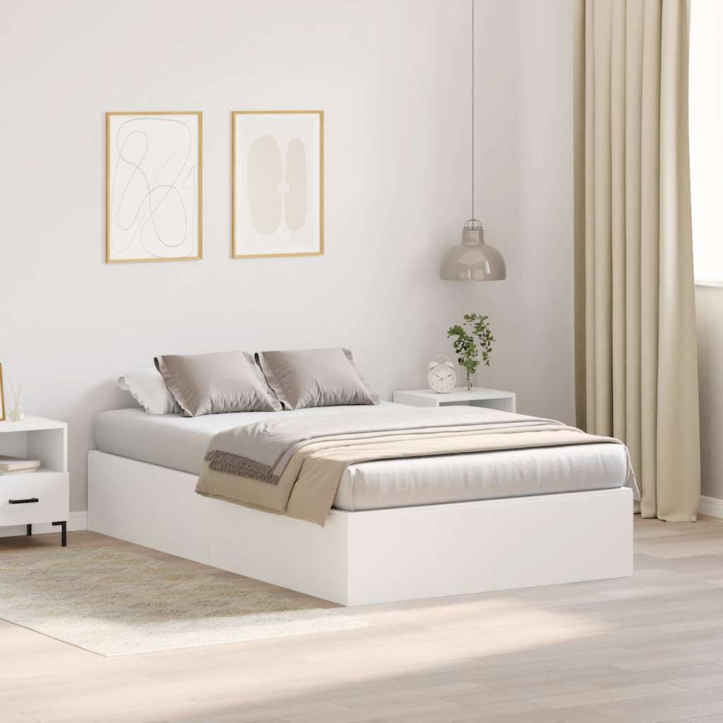 Storage Bed Frame White 120 x 190 cm Engineered Wood