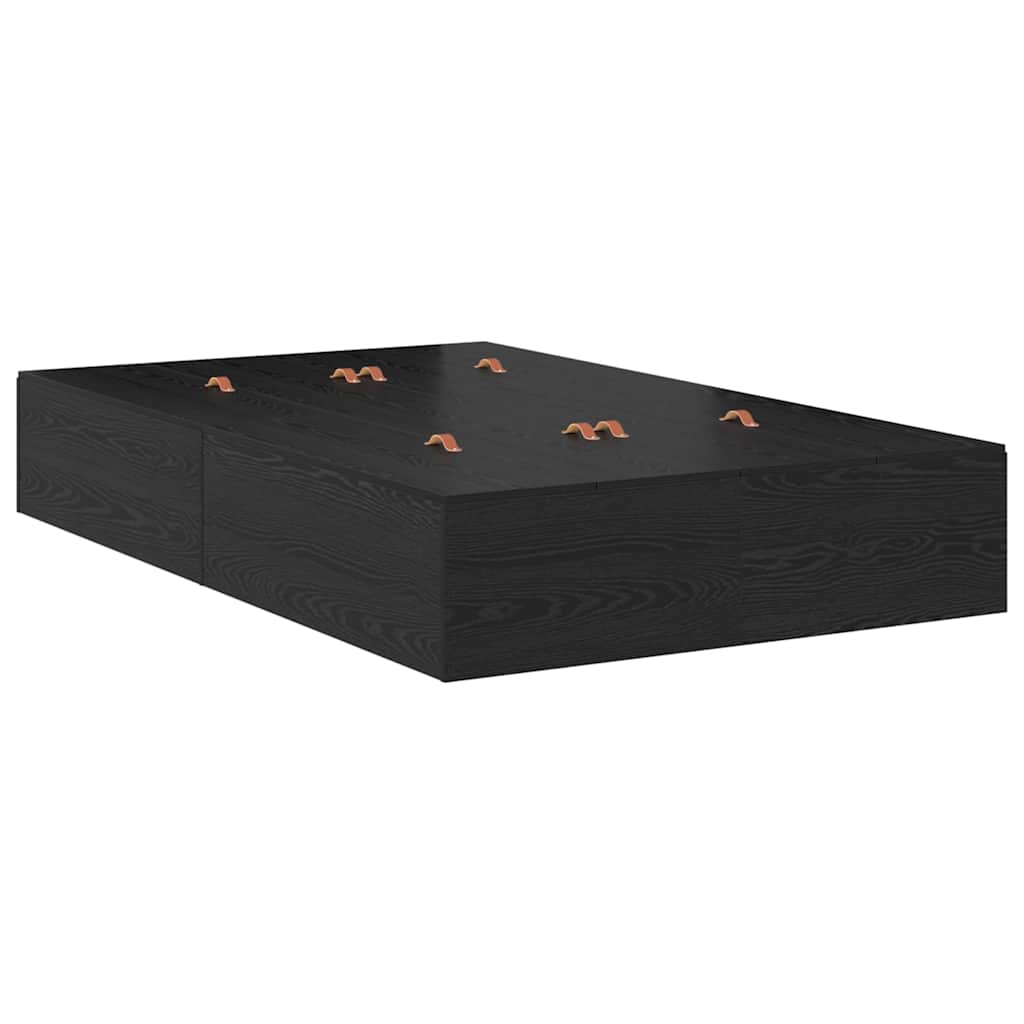 Storage Bed Frame Black Oak 120 x 190 cm Engineered Wood