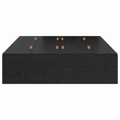 Storage Bed Frame Black Oak 120 x 190 cm Engineered Wood