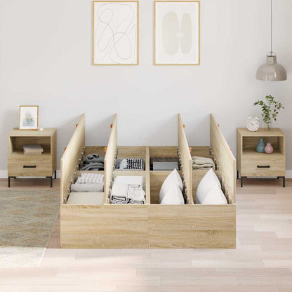 Storage Bed Frame Sonoma Oak 120 x 190 cm Engineered Wood