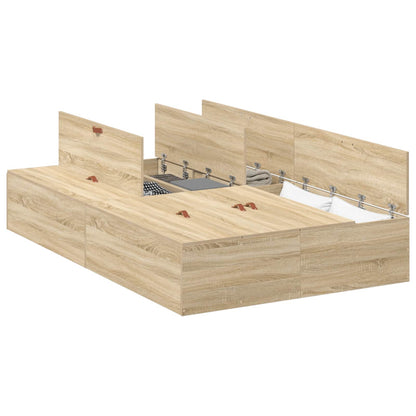 Storage Bed Frame Sonoma Oak 120 x 190 cm Engineered Wood