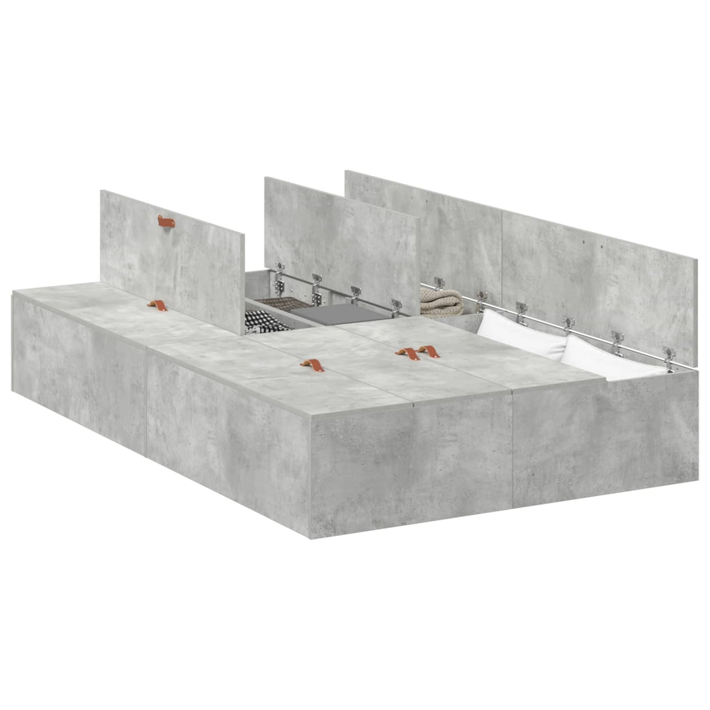 Storage Bed Frame Concrete Grey 120 x 190 cm Engineered Wood