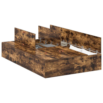 Storage Bed Frame Smoked Oak 120 x 190 cm Engineered Wood