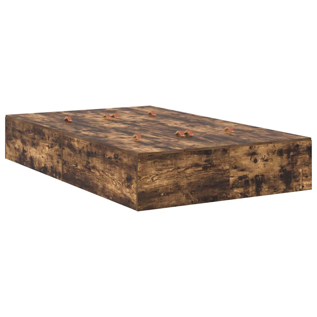 Storage Bed Frame Smoked Oak 120 x 190 cm Engineered Wood