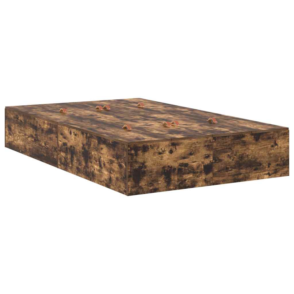 Storage Bed Frame Smoked Oak 120 x 190 cm Engineered Wood