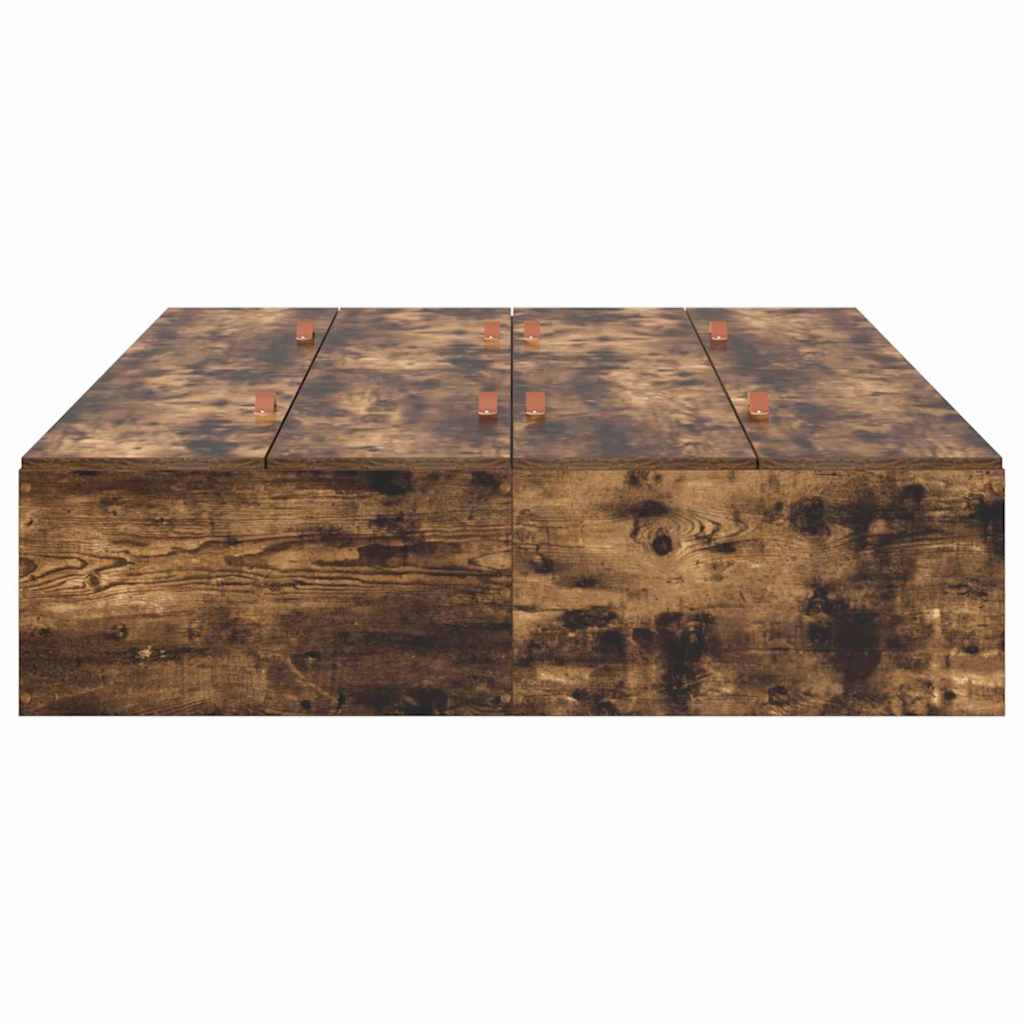 Storage Bed Frame Smoked Oak 120 x 190 cm Engineered Wood