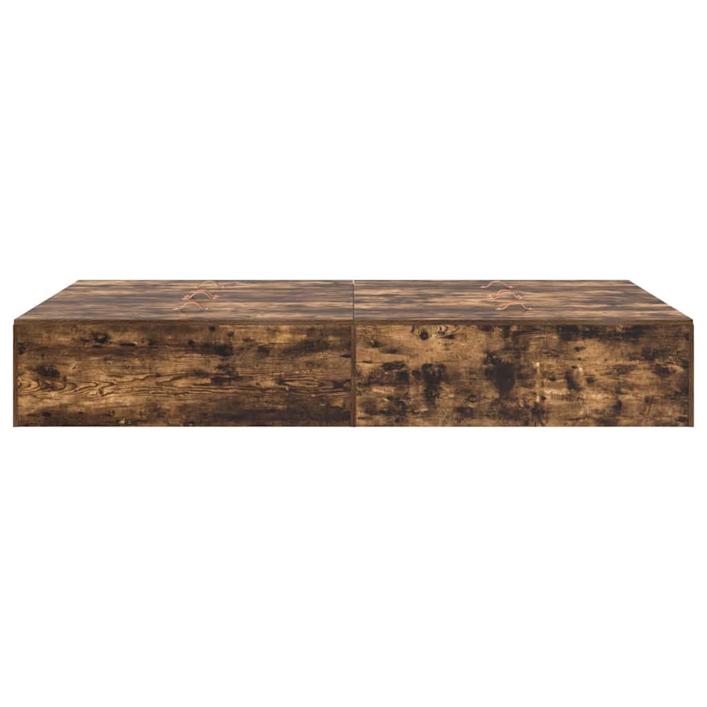 Storage Bed Frame Smoked Oak 120 x 190 cm Engineered Wood