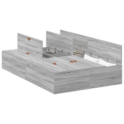 Storage Bed Frame Grey Sonoma 120 x 190 cm Engineered Wood