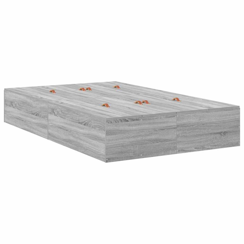Storage Bed Frame Grey Sonoma 120 x 190 cm Engineered Wood