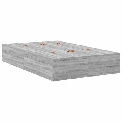 Storage Bed Frame Grey Sonoma 120 x 190 cm Engineered Wood
