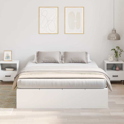Storage Bed Frame White 140 x 190 cm Engineered Wood