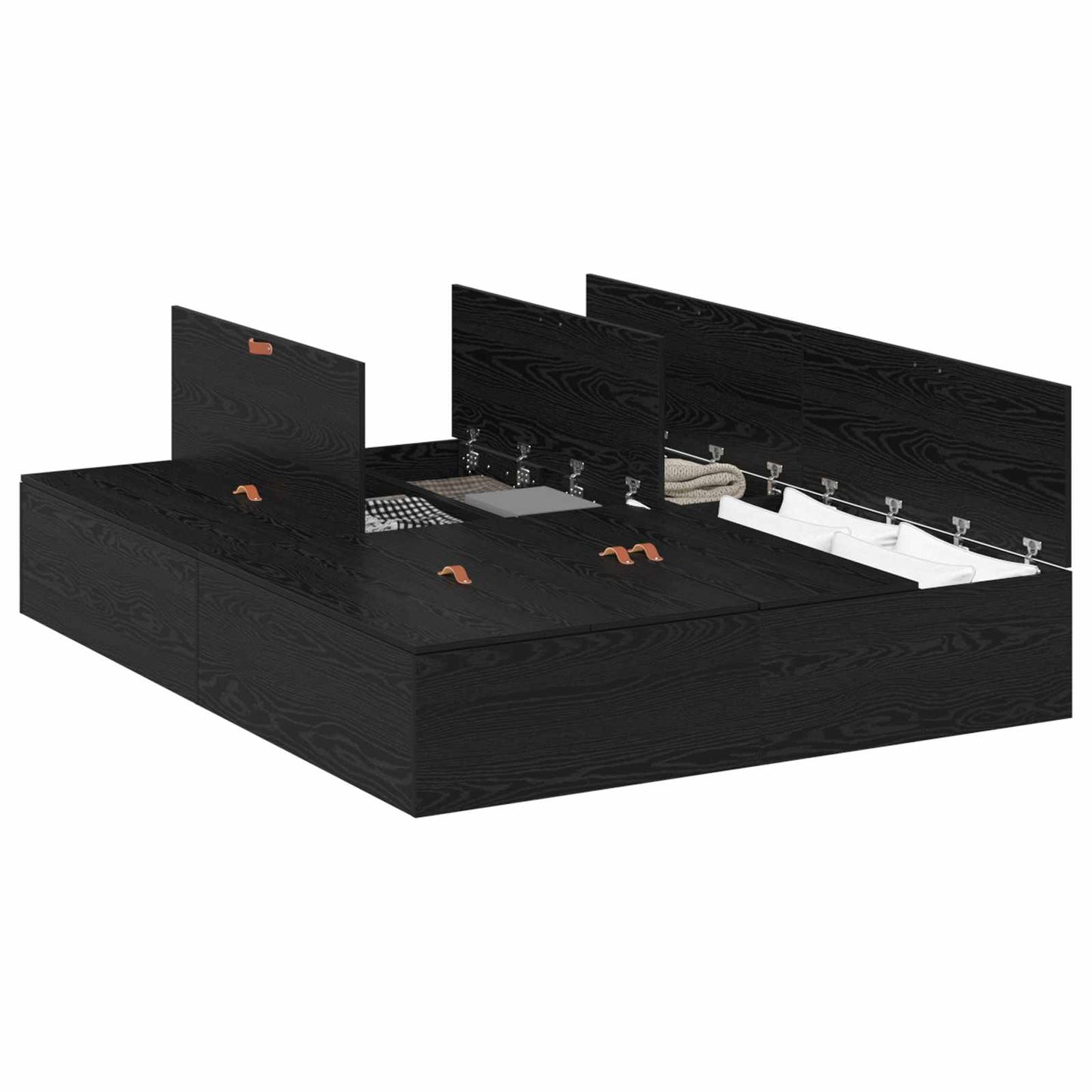 Storage Bed Frame Black Oak 140 x 190 cm Engineered Wood