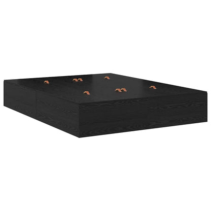 Storage Bed Frame Black Oak 140 x 190 cm Engineered Wood