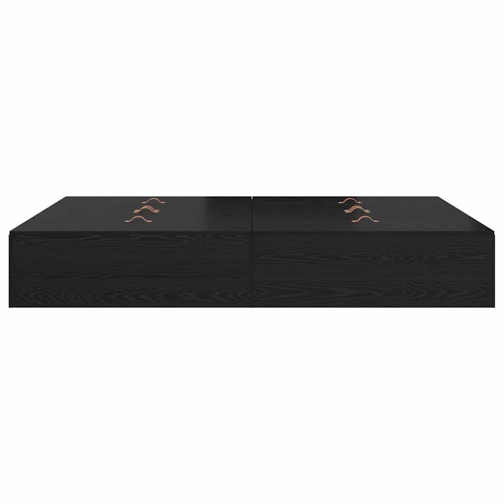Storage Bed Frame Black Oak 140 x 190 cm Engineered Wood