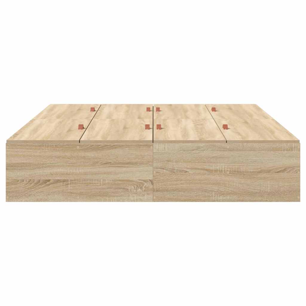 Storage Bed Frame Sonoma Oak 140 x 190 cm Engineered Wood