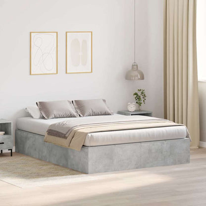 Storage Bed Frame Concrete Grey 140 x 190 cm Engineered Wood