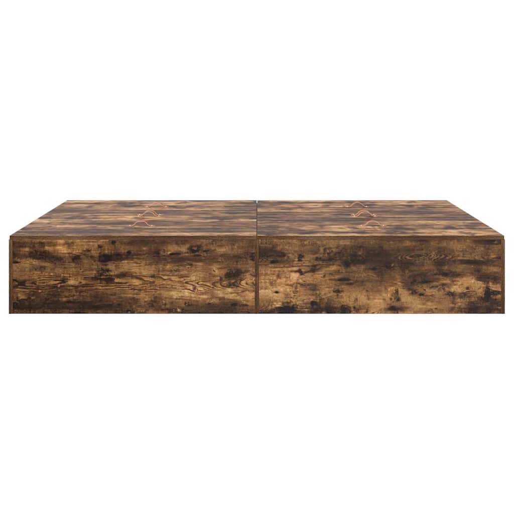 Storage Bed Frame Smoked Oak 140 x 190 cm Engineered Wood