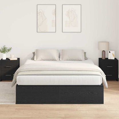 Storage Bed Frame Black Oak 135 x 190 cm Engineered Wood
