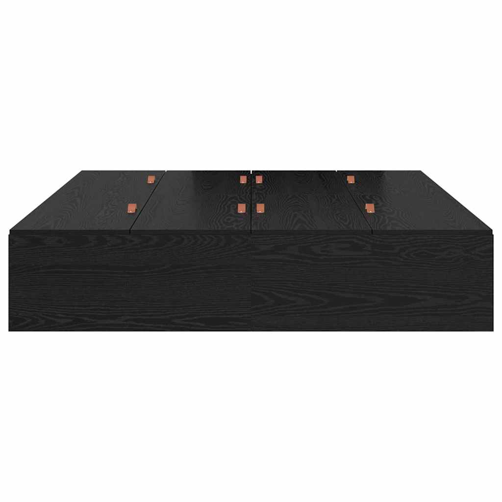 Storage Bed Frame Black Oak 135 x 190 cm Engineered Wood