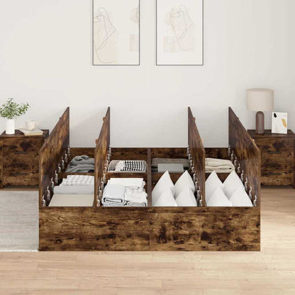 Storage Bed Frame Smoked Oak 135 x 190 cm Engineered Wood
