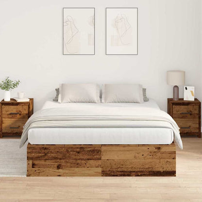Storage Bed Frame Old Wood 135 x 190 cm Engineered Wood