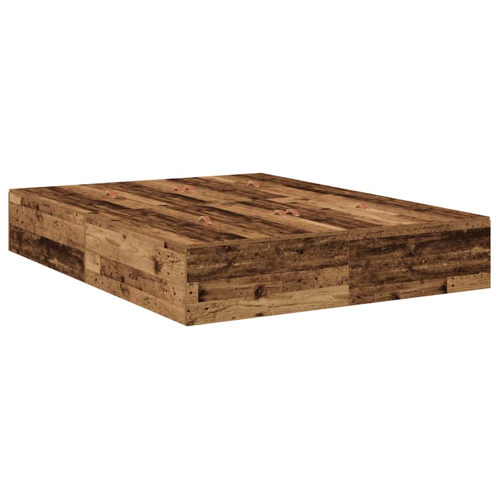 Storage Bed Frame Old Wood 135 x 190 cm Engineered Wood