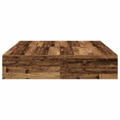 Storage Bed Frame Old Wood 135 x 190 cm Engineered Wood