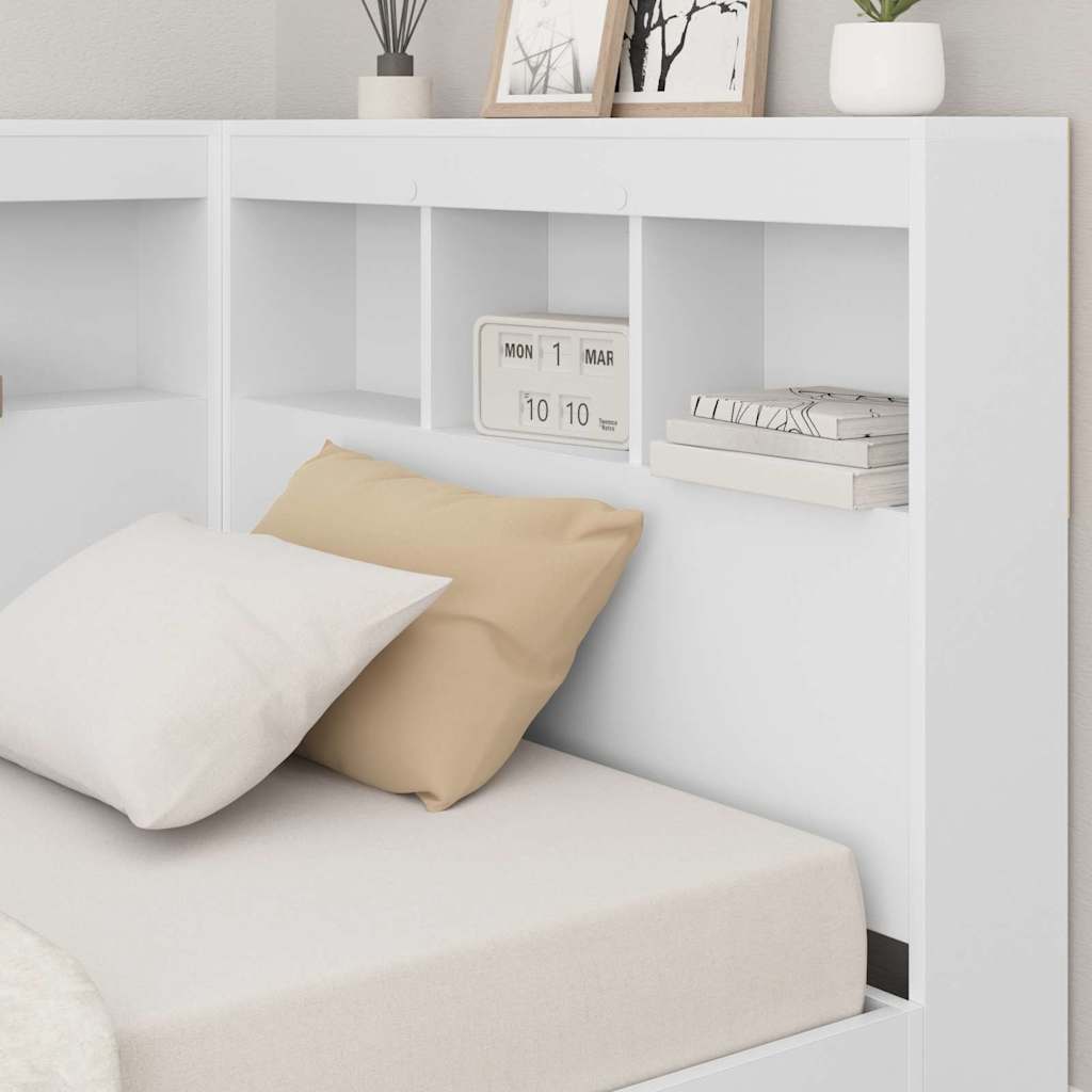 Storage Headboard with Shelf White 80 cm Engineered Wood
