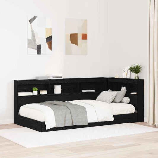 Storage Headboard Black Oak Engineered Wood