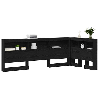 Storage Headboard with Shelf Black Oak 80 cm Engineered Wood